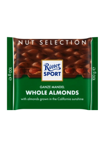 Pieninis šokoladas RITTER SPORT su neskaldytais migdolais, 100 g