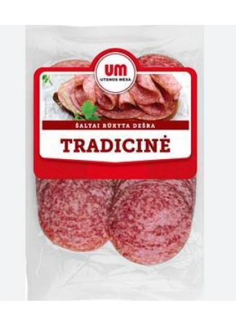 Šaltai rūkyta dešra TRADICINĖ,UTENOS MĖSA, pjaustyta, II rūšis, 90 g