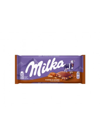 Pieninis šokoladas MILKA su žemės riešutais ir traškia karamele 90 g