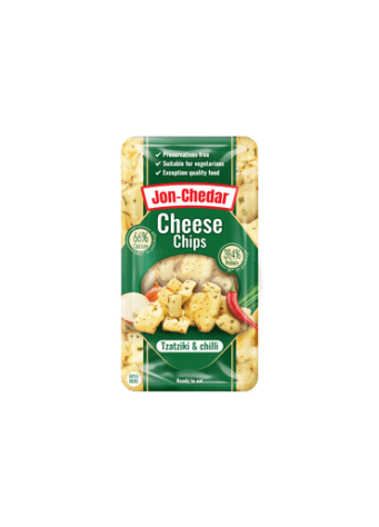 Čederio sūrio gabaliukai JON-CHEDAR TZATZIKI CHILLI 50%  80g