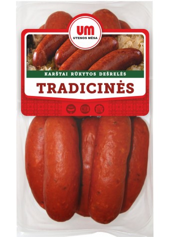 Karštai rūkytos dešrelės TRADICINĖS, II rūšis, 800 g