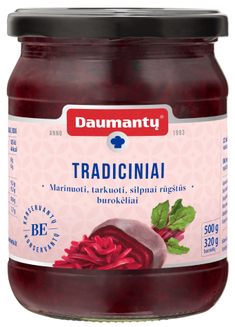 Tradiciniai Daumantų burokėliai (marinuoti, pjaustyti, silpnai rūgštūs) 500g