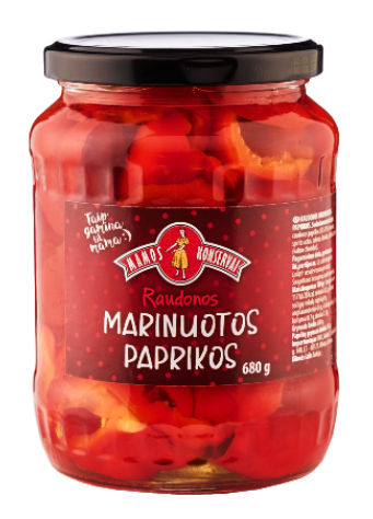 Marinuotos raudonos paprikos „Mamos konservai“ 680g