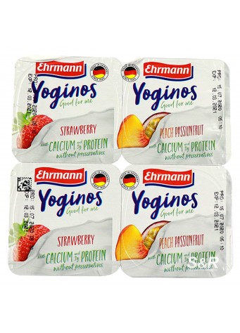 Jogurtas YOGINOS su braškėmis ir persikais 100g