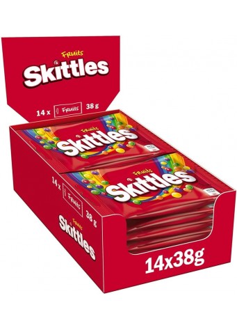 Dražė FRUITS SKITTLES 38g x 14vnt dėžė. 0,49€ - vnt