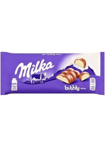 Pieninis šokoladas „MILKA BUBBLY“ (baltas), 95 g
