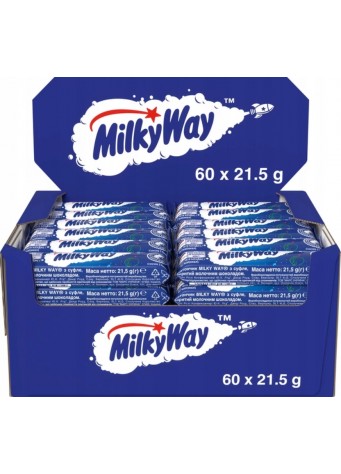 Šokoladinis batonėlis MILKY WAY, 21.5 g x 60vnt dėžė. 0,50€ - vnt.