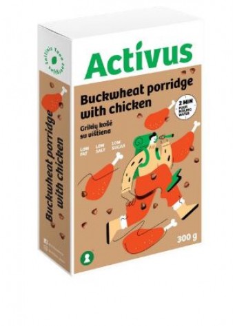 Grikių dribsnių košė ACTIVUS su vištiena, dėžutėje, 300 g