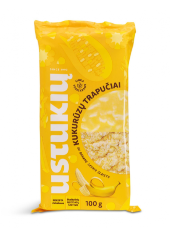 Kukurūzų trapučiai su bananų skonio glaistu 100g