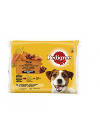 Visavertis šlapias ėdalas šunims PEDIGREE jautienos ir ėrienos mišinys 4*100g