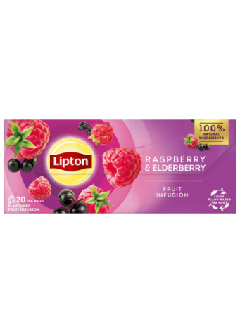 Vaisinė arbata LIPTON, aviečių ir šeivamedžio uogų skonio, 32 g