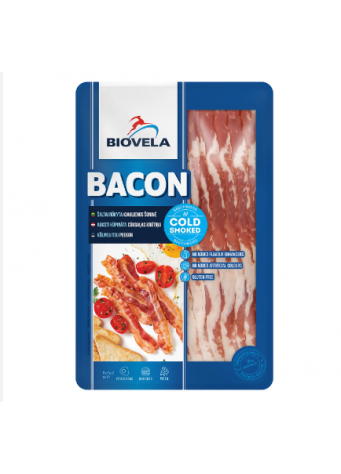 Šaltai rūkyta kiaulienos šoninė, a. r., 140 g
