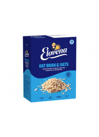 Viso grūdo dribsniai ir avižų sėlenos ELOVENA, 600 g