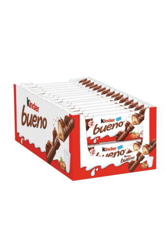 Vaflinis batonėlis KINDER BUENO su šokoladu, 43g x 30 vnt dėžė. 0.85€ vnt 