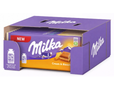 Milka Alpių pieno kremas ir sausainiai su šokoladu 100g x 18vnt dėžė. 1,39€ - vnt