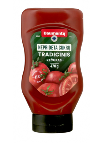 Kečupas DAUMANTŲ TRADICINIS NEPRIDĖTA CUKRŲ, 470 g