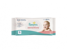 Kūdikių servetėlės PAMPERS Sensitive, Plastic Free, 52 vnt.