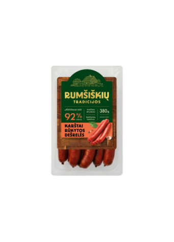 Karštai rūkytos klasikinės dešrelės RUMŠIŠKIŲ TRADICIJOS, aukščiausia rūšis, 380 g