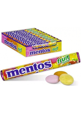 Kramtomieji saldainiai MENTOS FRUIT, 38 g, vaisių skonio, 38 g x 40vnt dėžė. 0,49€ vnt