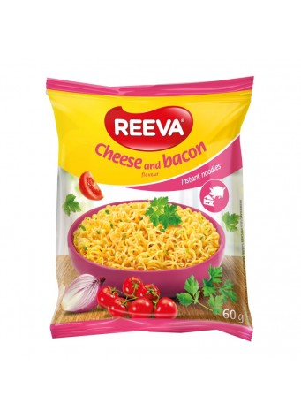 Greitai paruošiami makaronai Reeva sūrio ir kumpio skonio, 60g