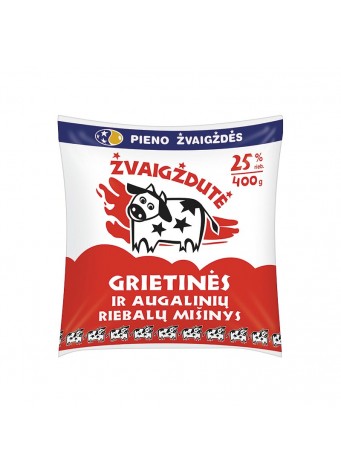 Grietinės ir augalinių riebalų mišinys ŽVAIGŽDUTĖ 25% riebumo, 400g
