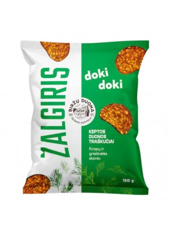 Keptos duonos traškučiai Doki Doki Žalgiris krapų ir grietinėlės skonio 150g