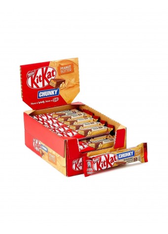 Vaflinis batonėlis KIT KAT CHUNKY su žemės riešutų kremu, 42g x 24vnt dėžė. 0,69€ - vnt.
