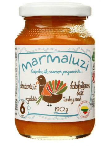 Daržovių ir kalakutienos košė MARMALUZI, 6 mėn, 190 g 