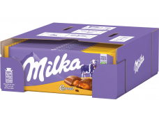 Pieninis šokoladas MILKA su karamelės įdaru, 100g x 23vnt dėžė. 1,39€- vnt