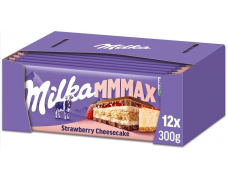 Pieninis šokoladas MILKA, braškinio sūrio pyrago skonio, 300 g x 12 vnt dėžė. 3,79€ - vnt.