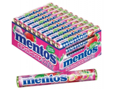 Kramtomieji saldainiai MENTOS STRAWBERRY MIX, braškių skonio, 37.5 g x 40vnt dėžė. 0,49€ vnt 