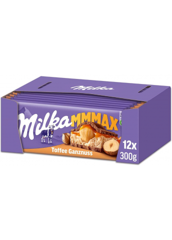 Pieninis šokoladas MILKA TOFFEE WHOLENUT, 300 g x 12vnt dėžė. 3,79€ - vnt