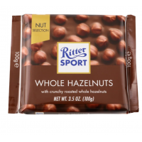 Pieninis šokoladas RITTER SPORT su lazdynų riešutais, 100 g