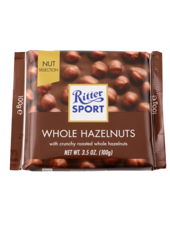 Pieninis šokoladas RITTER SPORT su lazdynų riešutais, 100 g