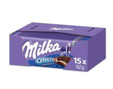 Šokoladas su sausainiais MILKA OREO, 92 g x 15vnt dėžė. 1,39€ - vnt.