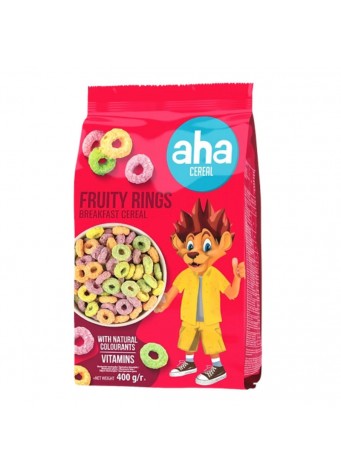 Sausi pusryčiai AHA spalvoti žiedai, 400g
