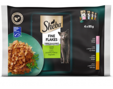 Konservuotas ėdalas katėms SHEBA FINE FLAKES MIXED, 4 x 85 g