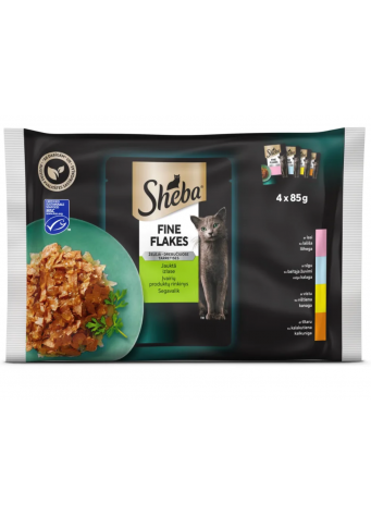 Konservuotas ėdalas katėms SHEBA FINE FLAKES MIXED, 4 x 85 g