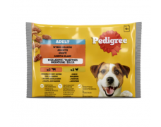 Konservuotas suaugusių šunų ėdalas PEDIGREE su jautiena ir kepenėlėmis, su paukštiena, 4x100g