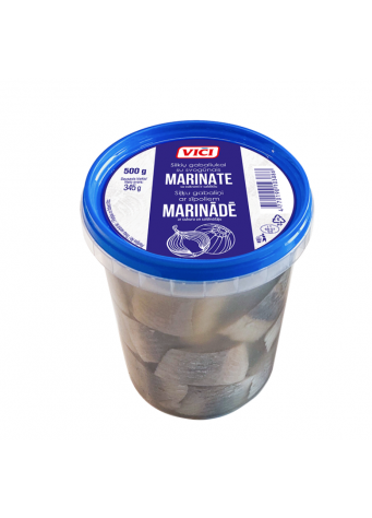 Atlantinių silkių filė gabaliukai su svogūnais 500g