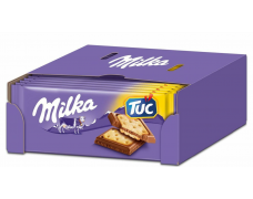 Pieninis šokoladas MILKA su TUC krekeriais, 87g x 18vnt dėžė. 1,39€ - vnt.