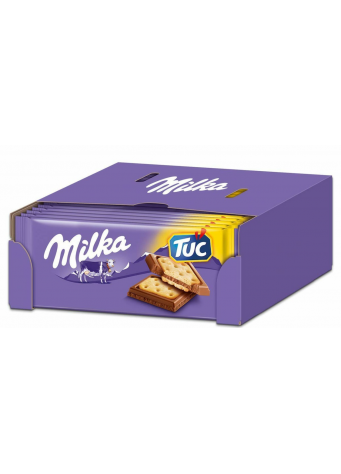 Pieninis šokoladas MILKA su TUC krekeriais, 87g x 18vnt dėžė. 1,39€ - vnt.