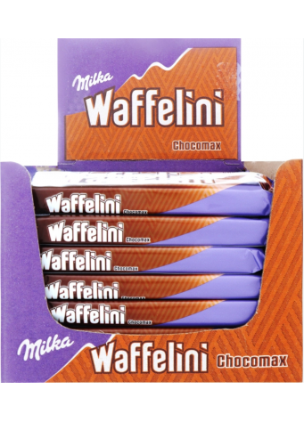Vaflinis batonėlis MILKA WAFELINI su šokoladiniu įdaru, 31 g x 35vnt dėžė. 0,49€ vnt.