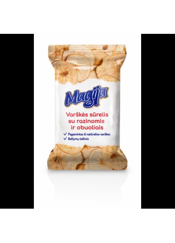 Varškės sūrelis MAGIJA su razinomis ir obuoliais, 7,2,% rieb., 100 g