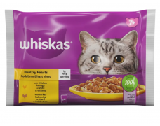 Kačių ėdalas WHISKAS su paukštiena, 4 x 85 g