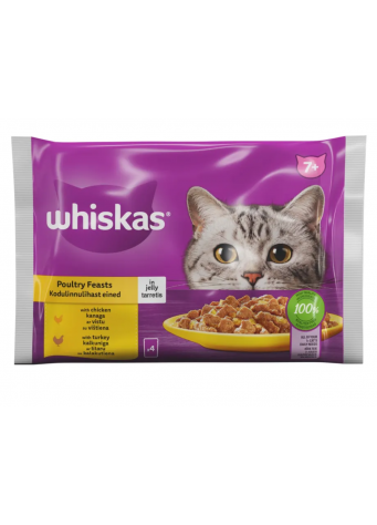 Kačių ėdalas WHISKAS su paukštiena, 4 x 85 g